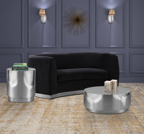 Nola Silver Stainless Steel End / Side Table, 1 Piece
