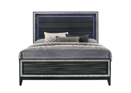 baara ek bed w/led, led & weathered black finish