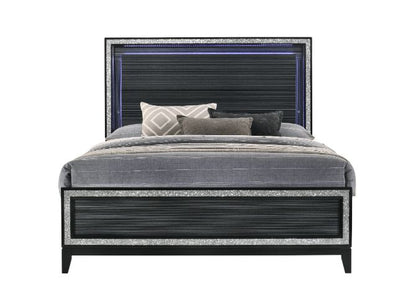 Baara Queen Bed W/Led, Led & Weathered Black Finish