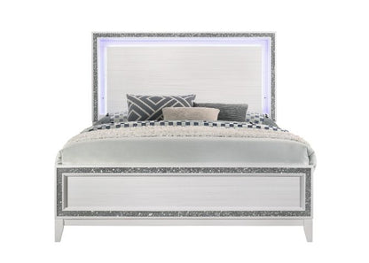 Baara Queen Bed W/Led, White Finish