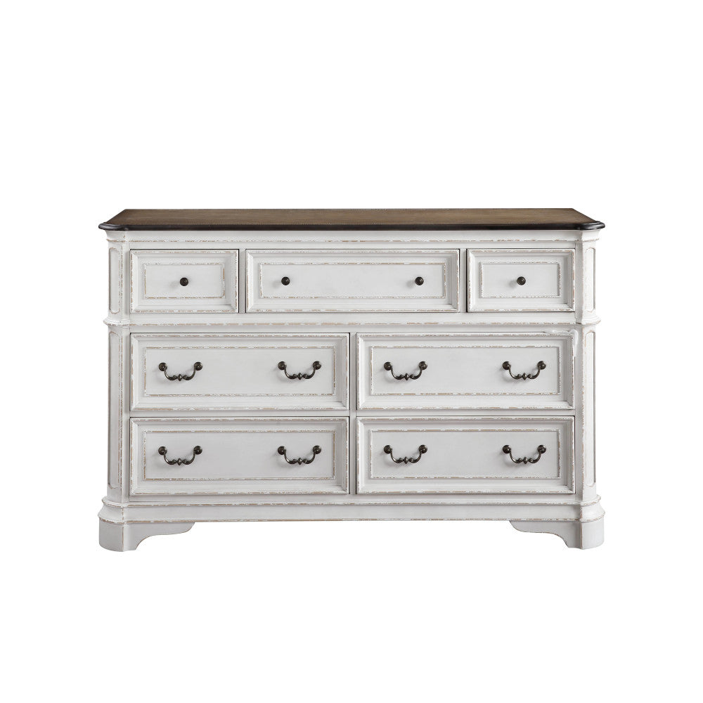 babs dresser, antique white & oak finish