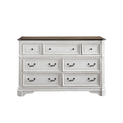 Babs Dresser, Antique White & Oak Finish