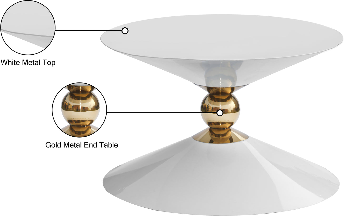 artisto white / gold coffee table ct