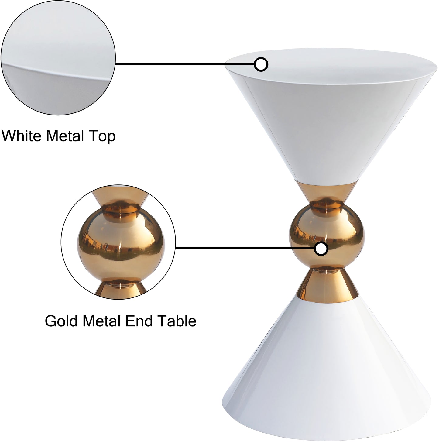 artisto white / gold end table et