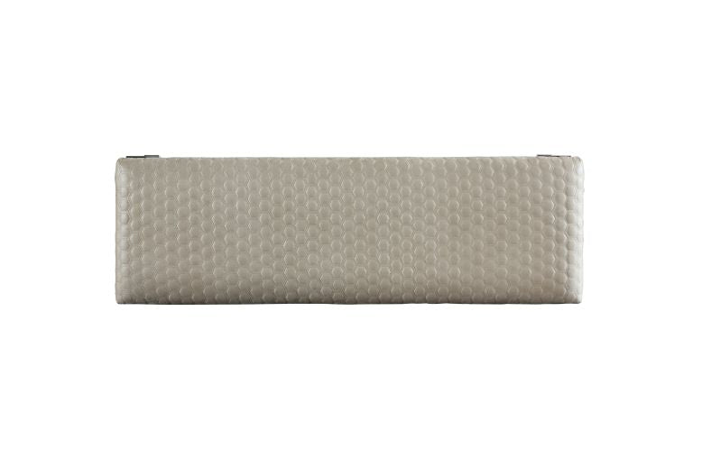 bage beatrice bench, two tone beige fabric, charcoal finish