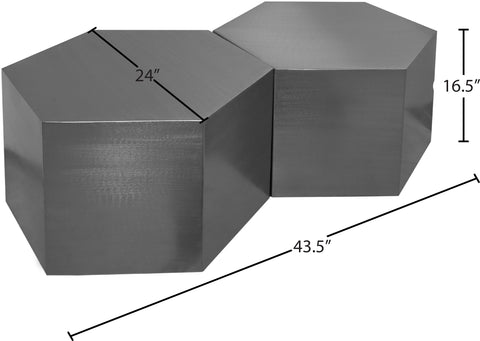 Harper Chrome Iron Coffee Table, 2-Piece