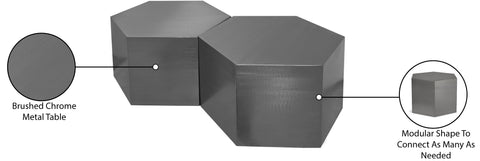 Harper Chrome Iron Coffee Table, 2-Piece