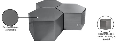 Harper Chrome Iron Coffee Table, 3-Piece