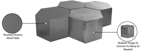 Harper Chrome Iron Coffee Table, 4-Piece