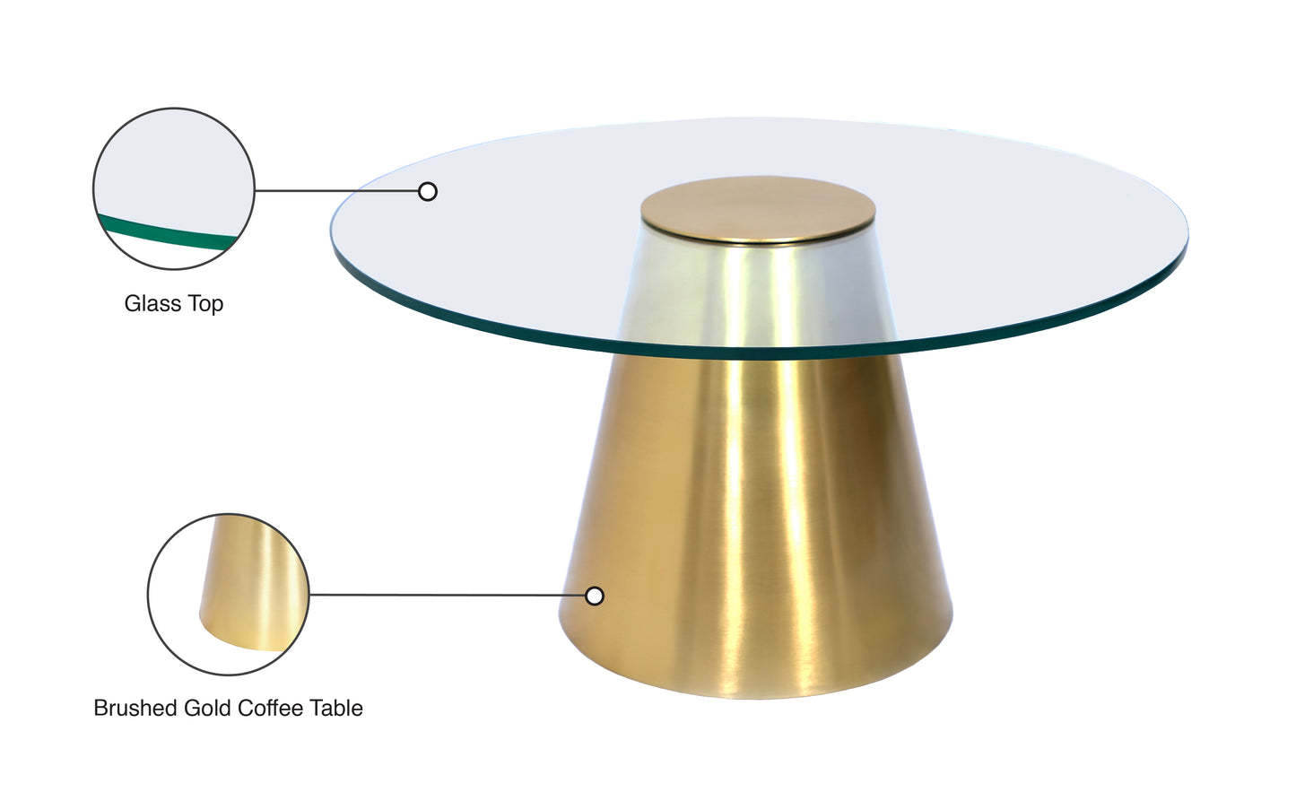 linette brushed gold coffee table ct