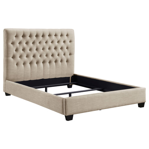 Vance Upholstered Eastern King Panel Bed OatmealOatmeal