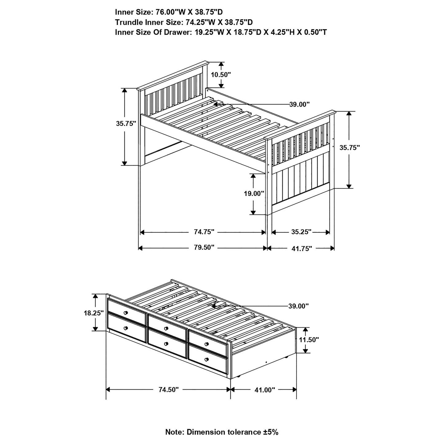 twin daybed w/ trundle