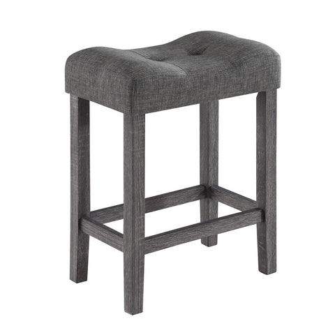 Moseberg Gray 5 Piece Counter Height 36" Pub Table Set with Tufted Gray Linen Stools