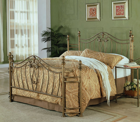 Lorelai Metal Queen Open Frame Bed Brushed Gold