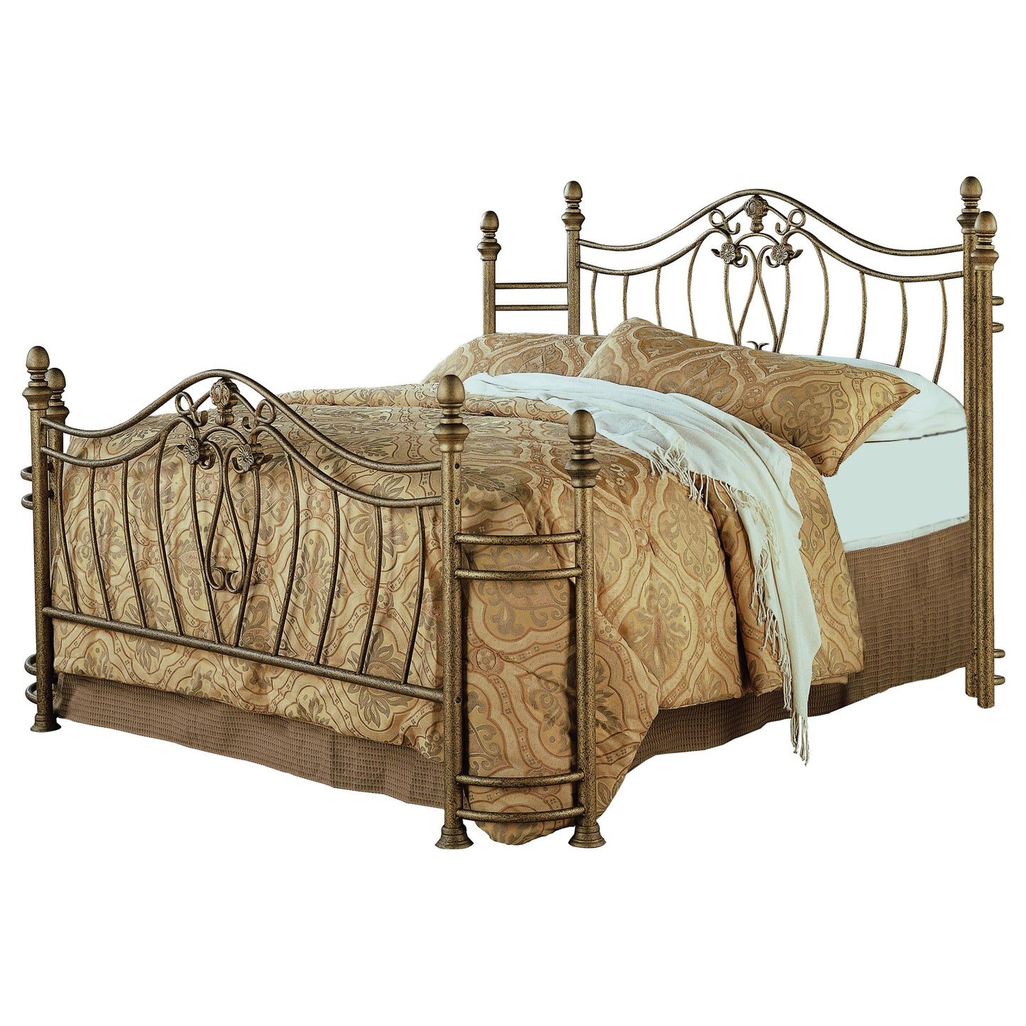 lorelai metal queen open frame bed brushed gold
