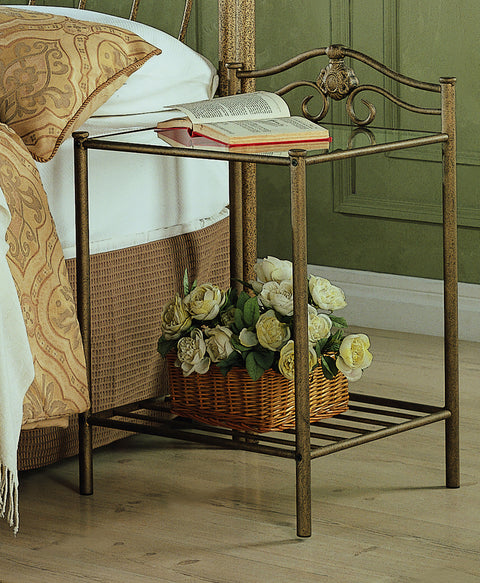 Lorelai Metal 2-shelf Nightstand Antique Brushed Gold