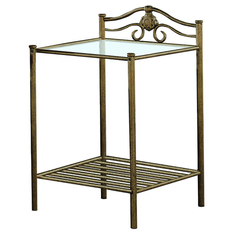Lorelai Metal 2-shelf Nightstand Antique Brushed Gold