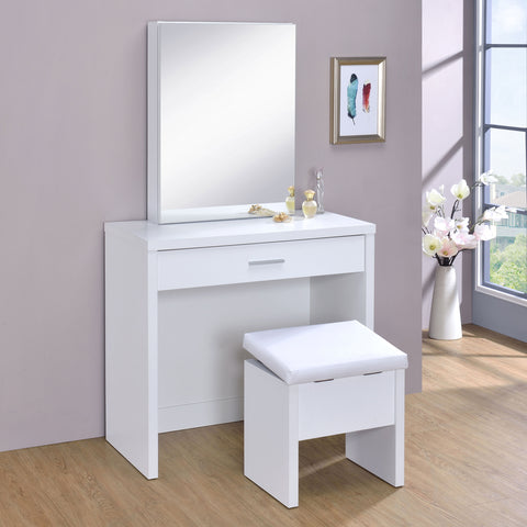 Lucia Vanity Set with Lift-Top Stool WhiteWhite
