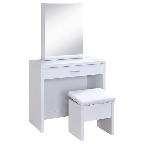 Lucia Vanity Set with Lift-Top Stool WhiteWhite
