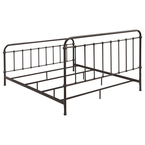 Ophelia Metal Eastern King Open Frame Bed Dark BronzeDark Bronze