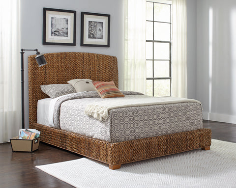 Bartole Banana Leaf Queen Panel Bed AmberAmber