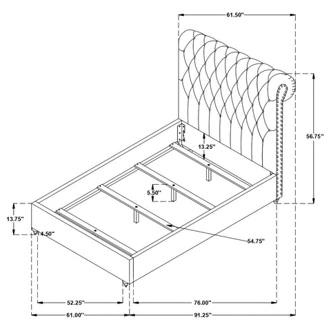 Vivian 4-piece Full Bedroom Set Beige and Burnished Oak