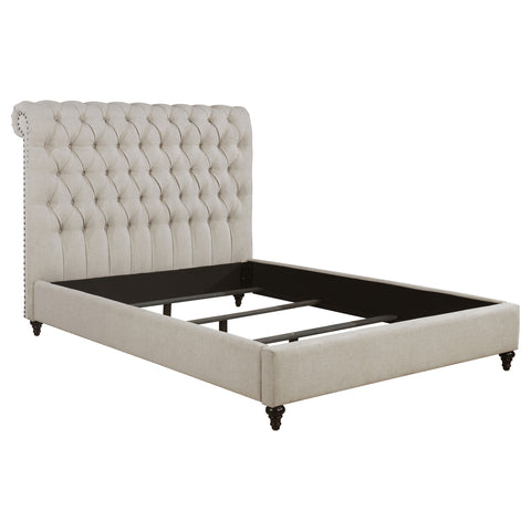 Myles 57-inch Upholstered Full Panel Bed BeigeBeige