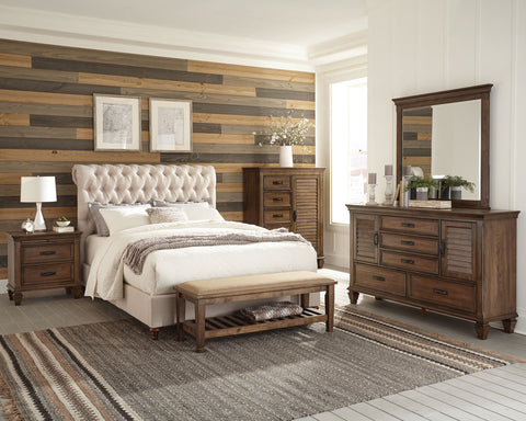 Vivian 5-piece Queen Bedroom Set Beige and Burnished Oak