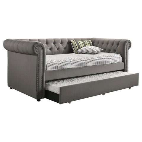 Rachelle Upholstered Twin Daybed with Trundle GreyGrey