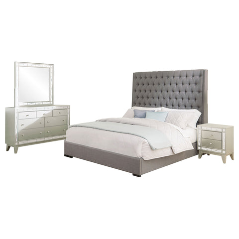 Paula 4-piece California King Bedroom Set Metallic Mercury