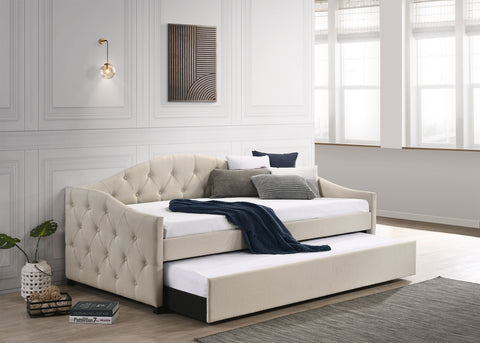 Dixon Upholstered Twin Daybed with Trundle TaupeTaupe