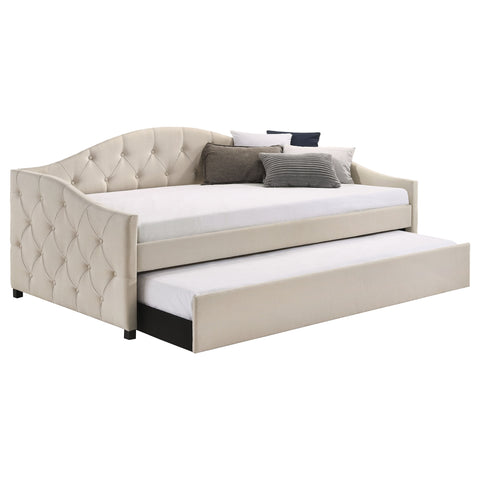 Dixon Upholstered Twin Daybed with Trundle TaupeTaupe