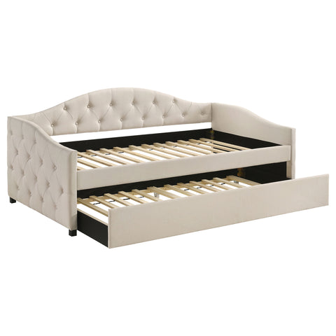 Dixon Upholstered Twin Daybed with Trundle TaupeTaupe