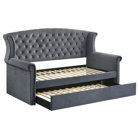 Payne Upholstered Twin Daybed with Trundle Grey