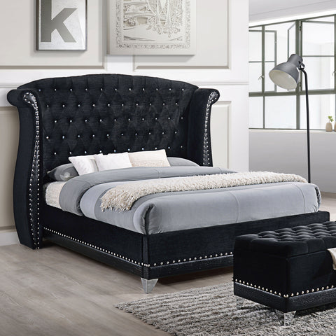Percy Upholstered California King Wingback Bed BlackBlack