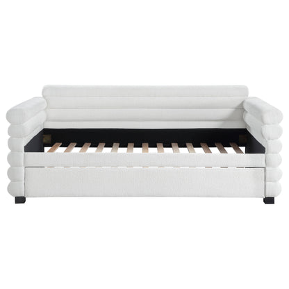 Alderwood Boucle Upholstered Twin Day Bed with Trundle White