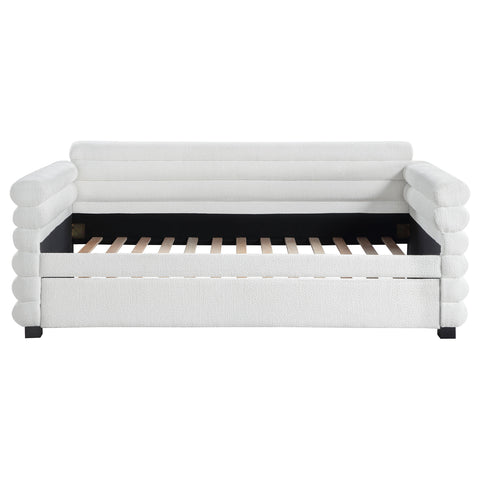 Pearce Boucle Upholstered Twin Day Bed with Trundle WhiteWhite