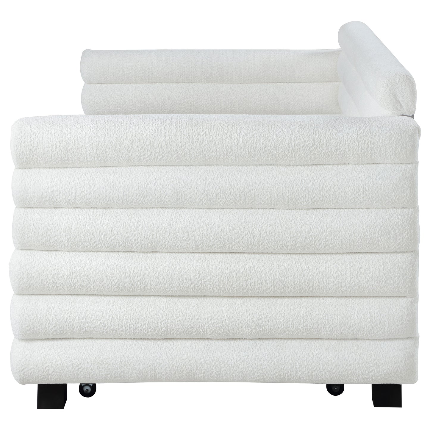 alderwood boucle upholstered twin day bed with trundle white