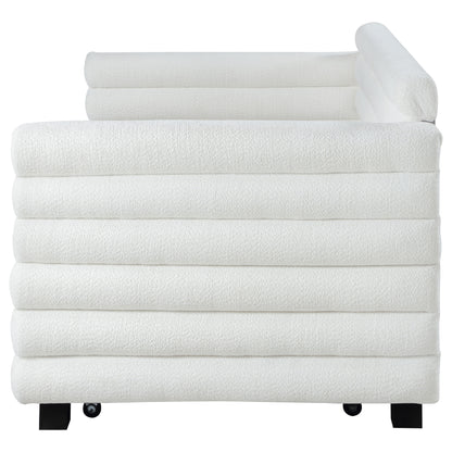 Alderwood Boucle Upholstered Twin Day Bed with Trundle White