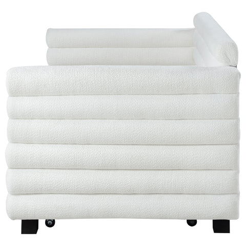 Pearce Boucle Upholstered Twin Day Bed with Trundle WhiteWhite
