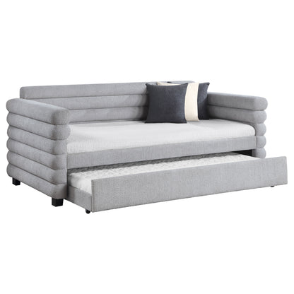 Alderwood Boucle Upholstered Twin Day Bed with Trundle Grey