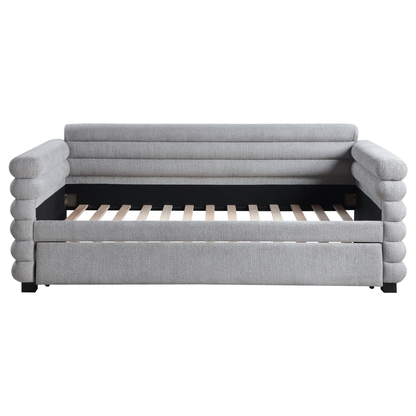 alderwood boucle upholstered twin day bed with trundle grey