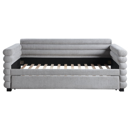 Alderwood Boucle Upholstered Twin Day Bed with Trundle Grey