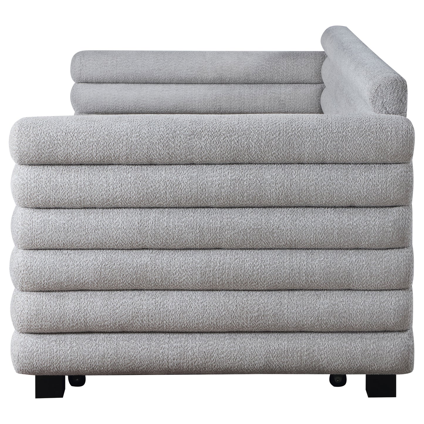 alderwood boucle upholstered twin day bed with trundle grey