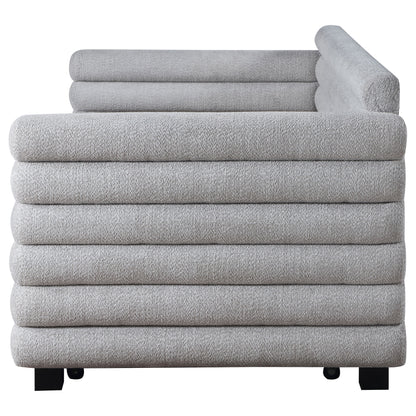 Alderwood Boucle Upholstered Twin Day Bed with Trundle Grey