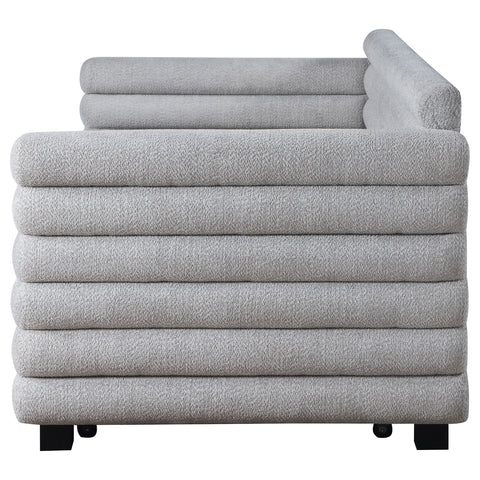 Pearce Boucle Upholstered Twin Day Bed with Trundle GreyGrey