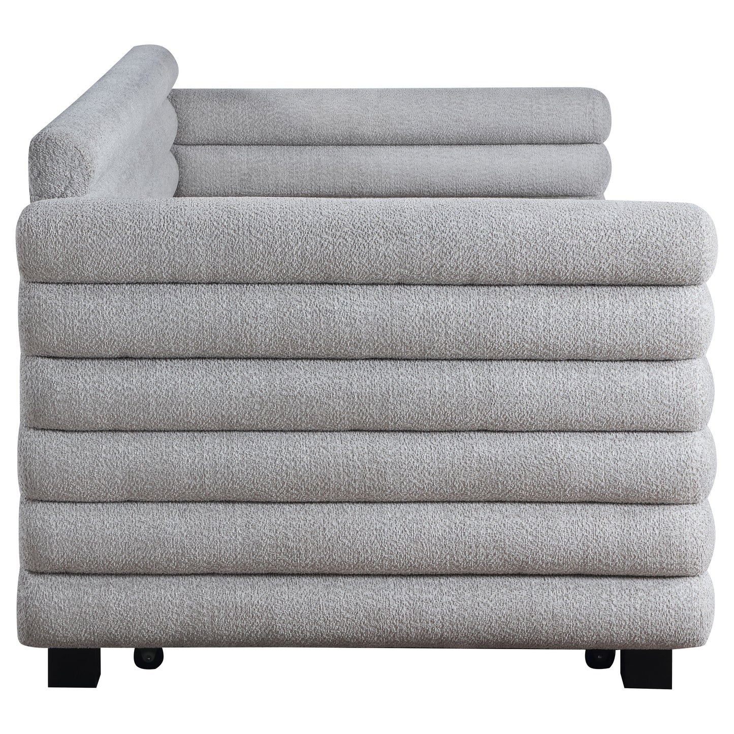 alderwood boucle upholstered twin day bed with trundle grey