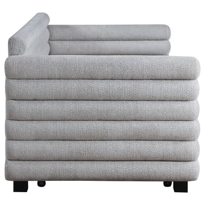 Alderwood Boucle Upholstered Twin Day Bed with Trundle Grey