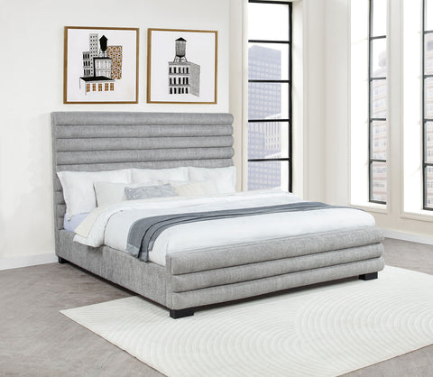 Exline 58-inch Boucle Upholstered Eastern King Bed Grey