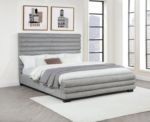 Exline 58-inch Boucle Upholstered California King Bed Grey